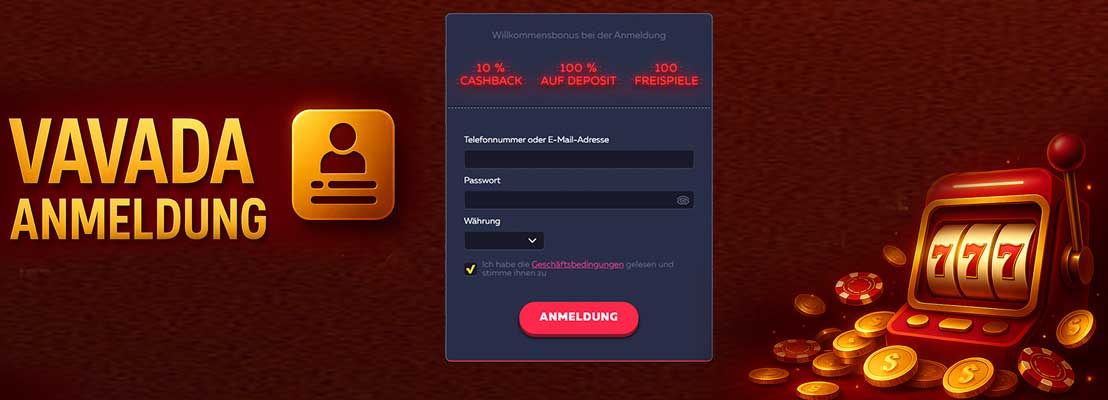 Anmeldung Vavada casino. 